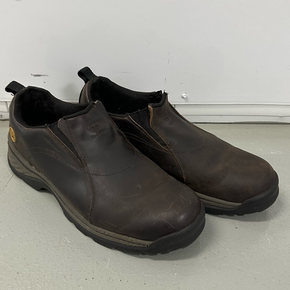 Timberland Men’s Waterproof Brown Leather Slip-On Shoe - Size 13